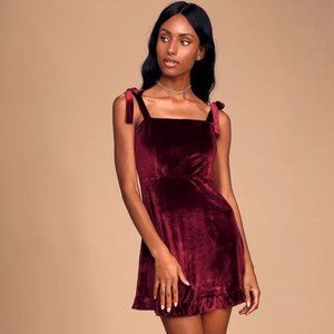 Lulus Burgundy Velvet Mini Dress